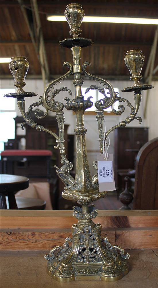 Brass 3 branch candelabrum